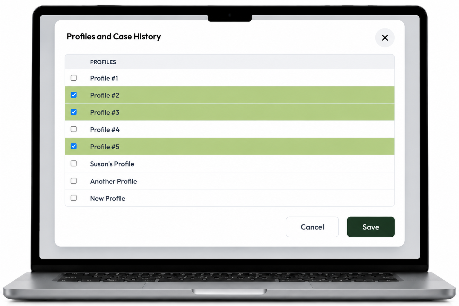 Select profiles to compare