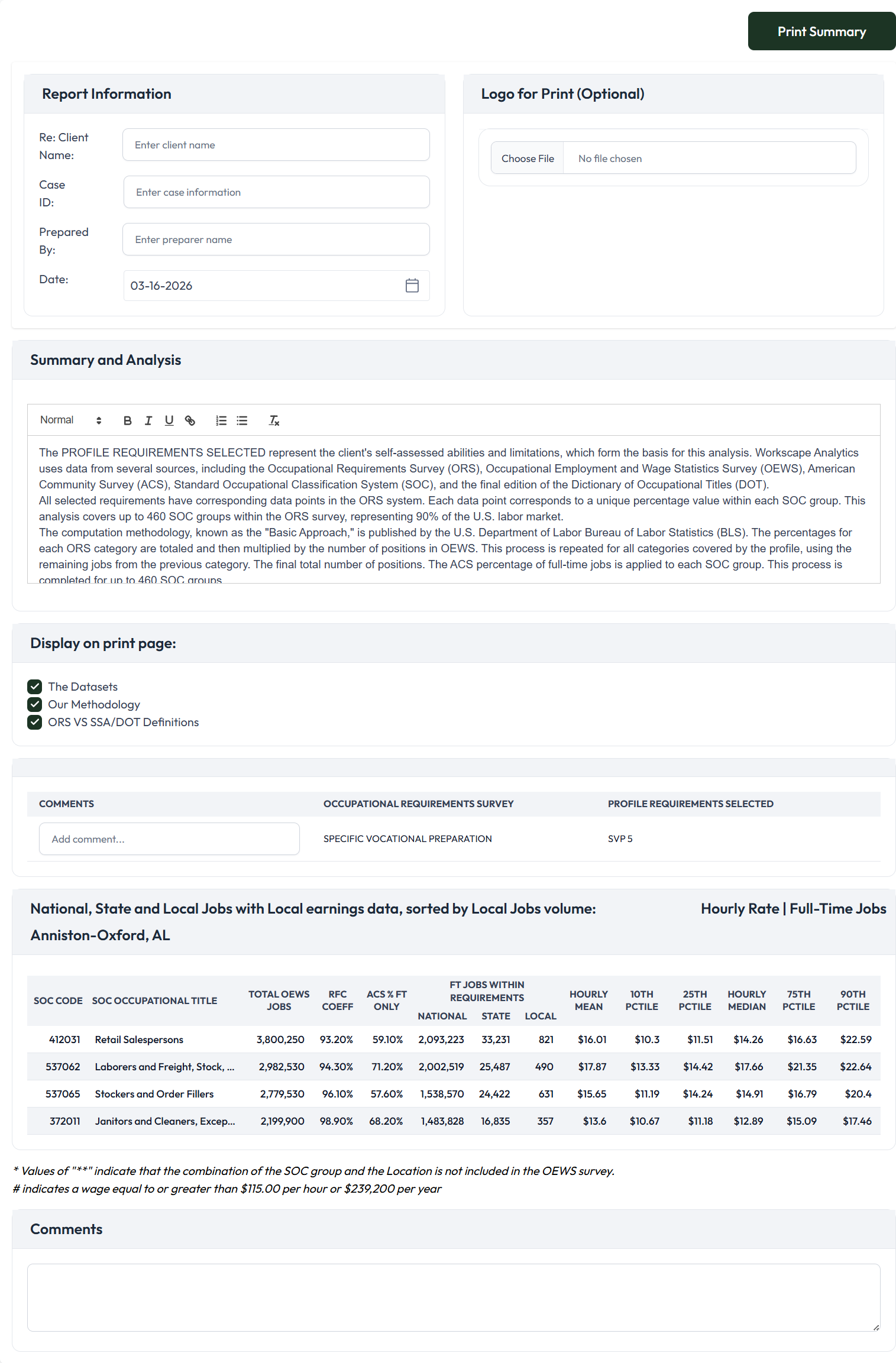 Workscape Dashboard